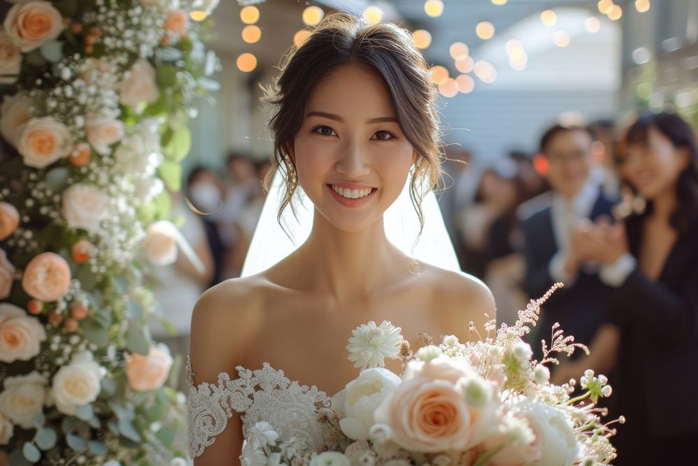 Youth East Asian wedding flower bride fashion.