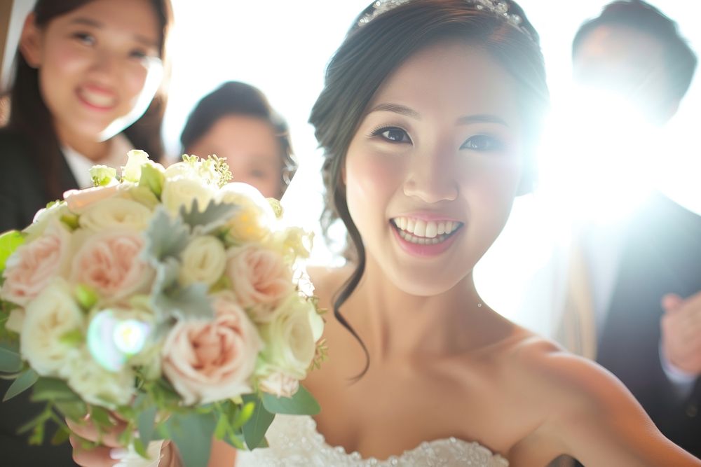 East Asian Teen Wedding wedding bride bridesmaid.