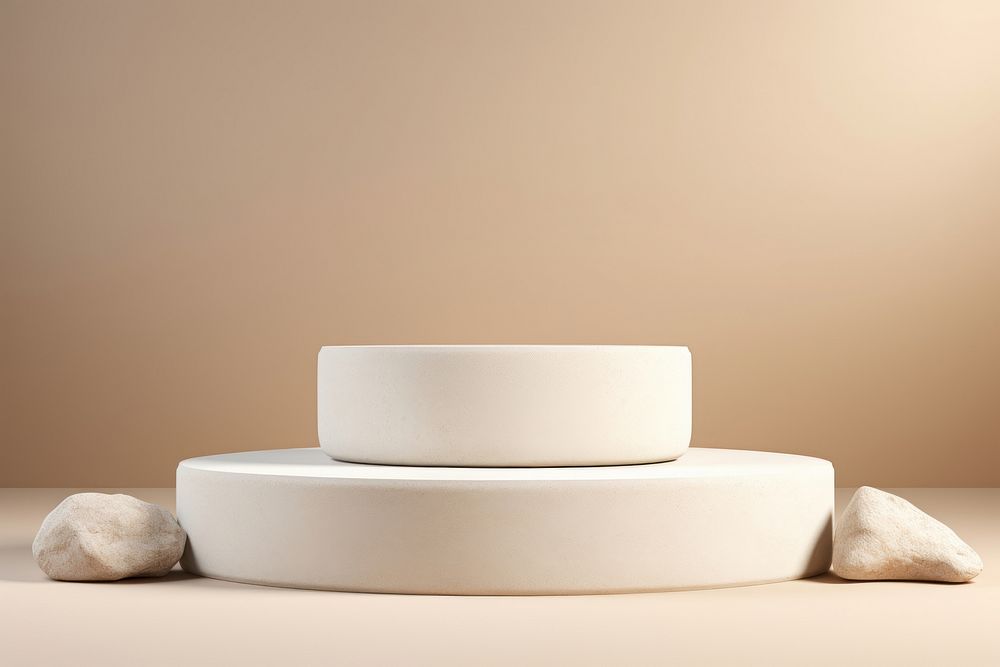 White raw stone podium porcelain white simplicity.