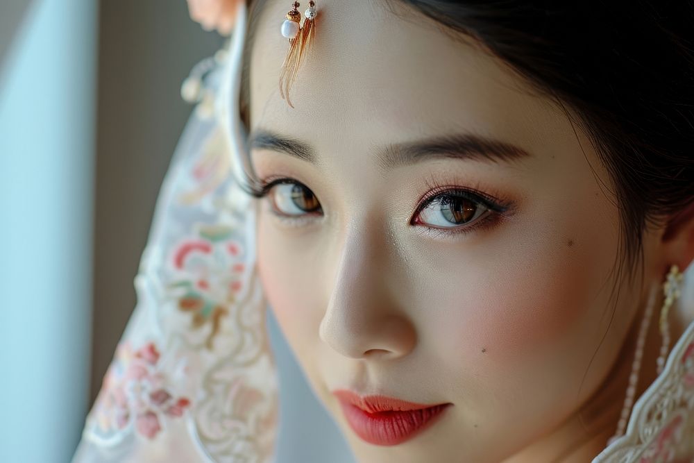 East Asian wedding adult bride skin.
