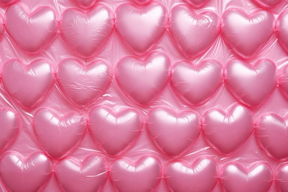 A pink heart shaped pattern plastic bubble wrap balloon backgrounds repetition.