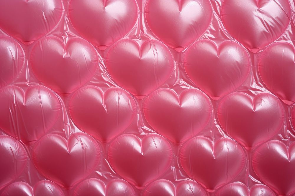 A pink heart shaped plastic bubble wrap balloon backgrounds repetition.