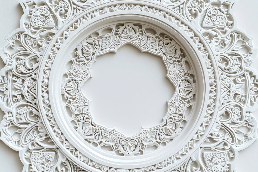 Bas-relief islamic frame sculpture texture white art architecture.