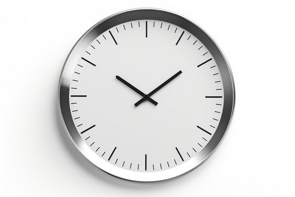 Chrome material clock circular icon analog clock wall clock.
