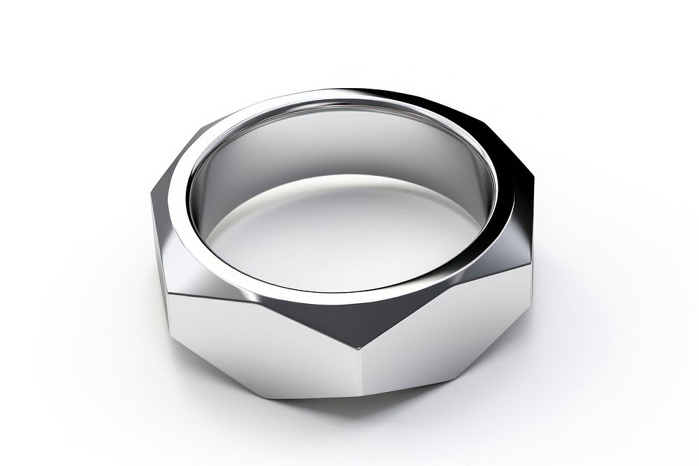 Hexagon ring chrome material silver accessories accessory.