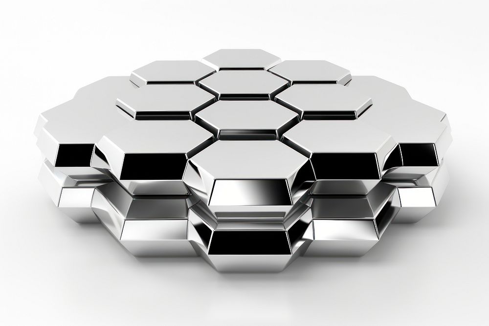 Hexagon shape Chrome material honeycomb sphere food.