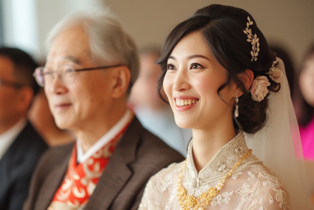 East Asian wedding fashion adult bride.