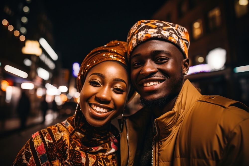 African couple smiling portrait adult smile.