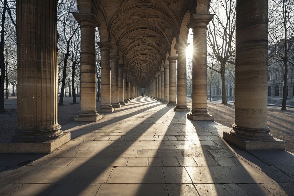 Paris architecture building corridor.