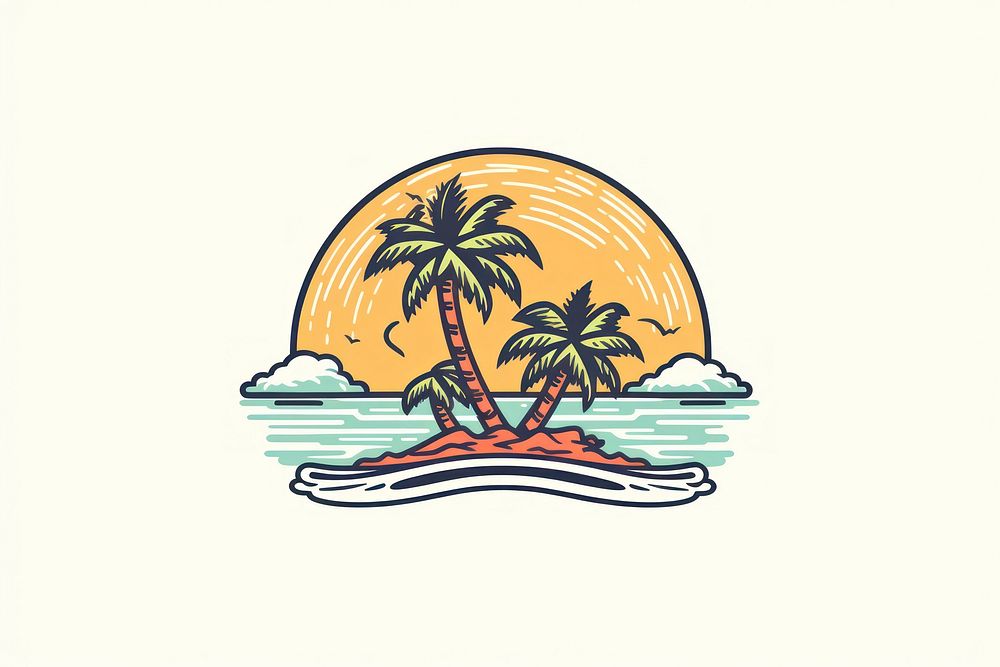 Coconut trees nature logo sea.