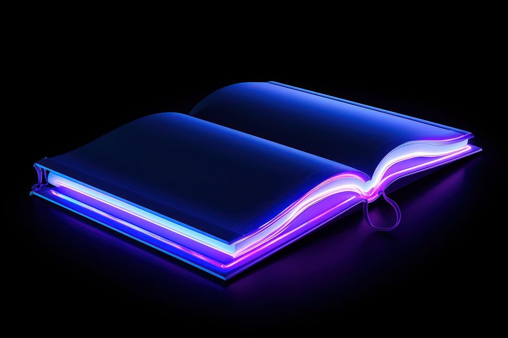 Illustration book neon rim light purple blue illuminated.