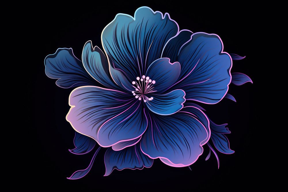 Illustration flower bloom rim light pattern purple plant.