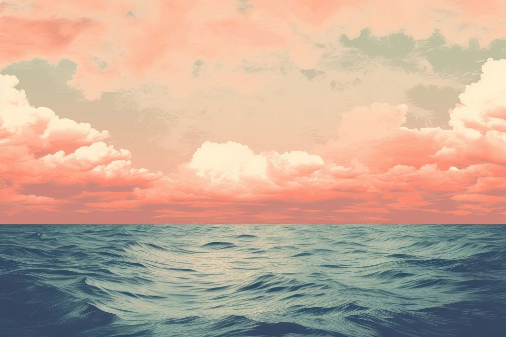 Illustration of ocean and sky outdoors horizon nature.