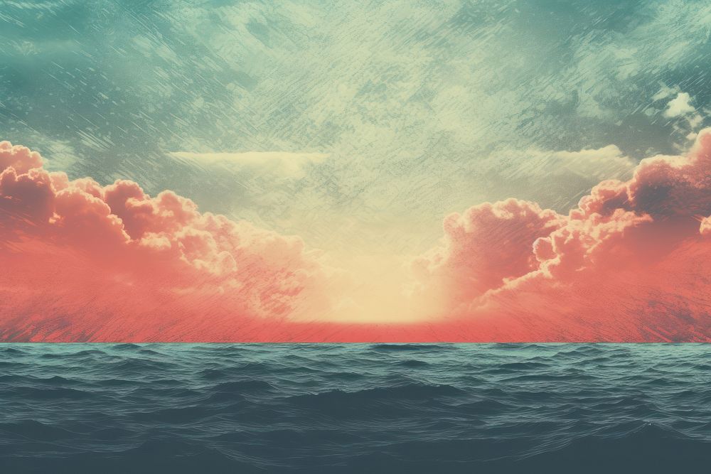 Illustration of ocean and sky outdoors horizon nature.