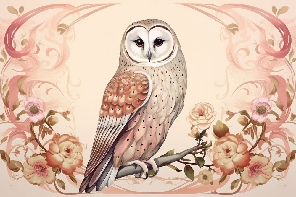 Illustration of owl art painting pattern.