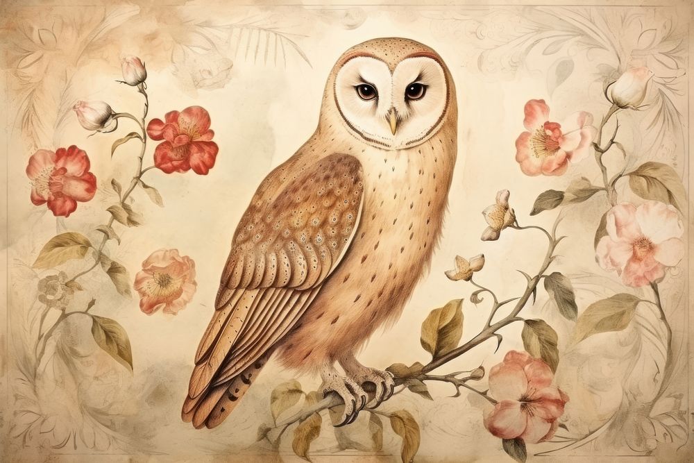 Illustration of owl painting art animal.