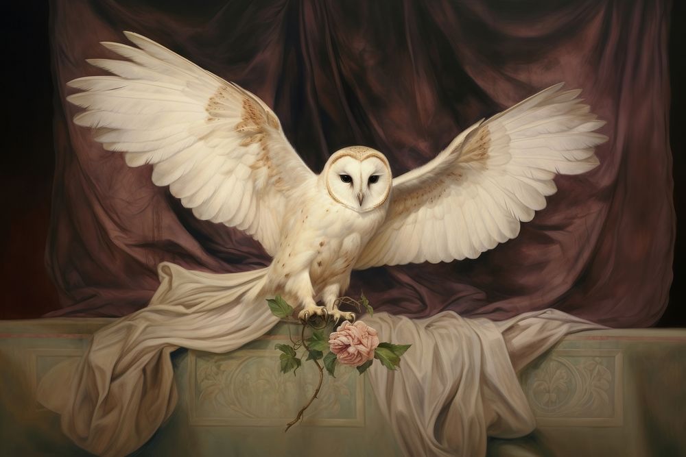 The Overturned mystery owl painting animal bird.