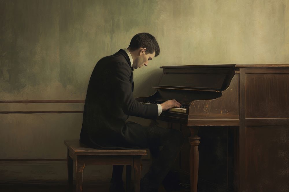 The pianist playin piano keyboard painting musician.