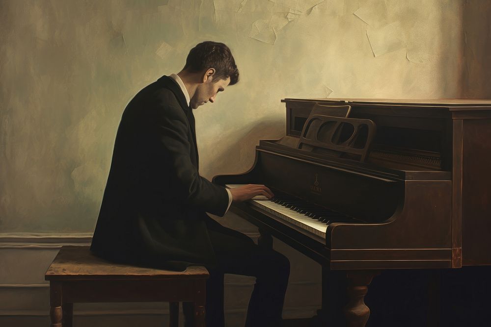 The pianist playin piano keyboard painting musician.