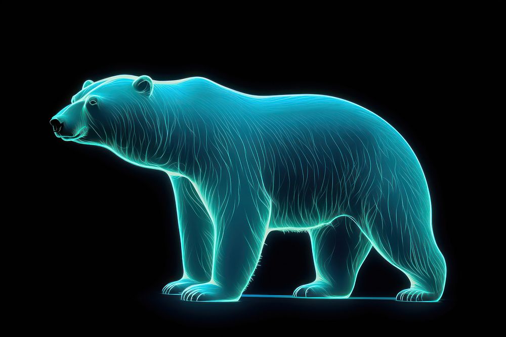 Illustration polar bear neon rim light wildlife mammal animal.