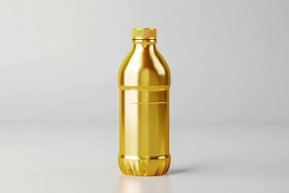 Bottle bottle gold white background.