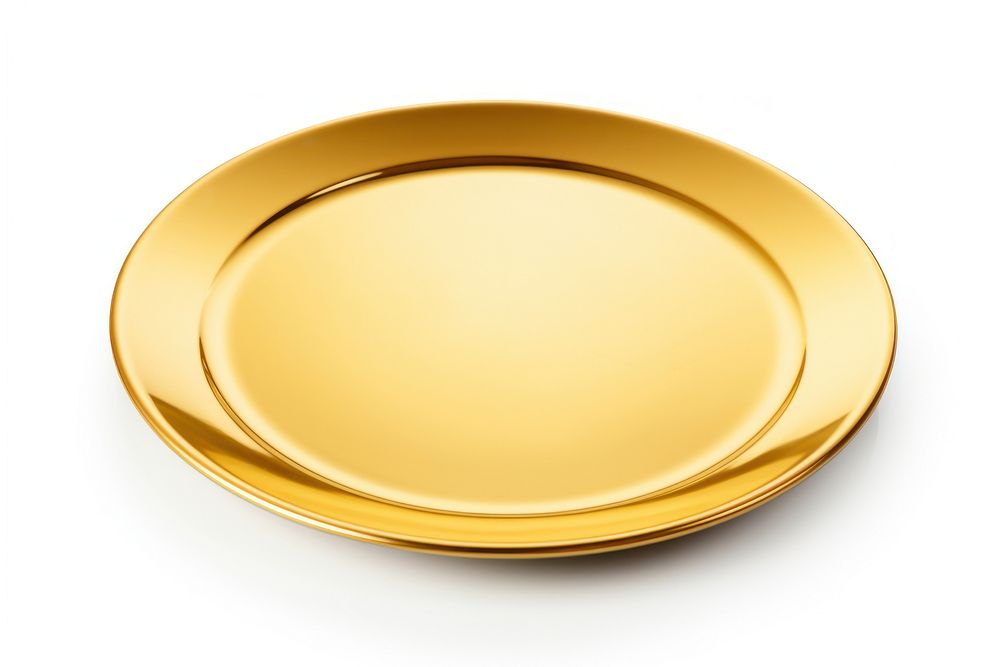 Plate plate gold white background.