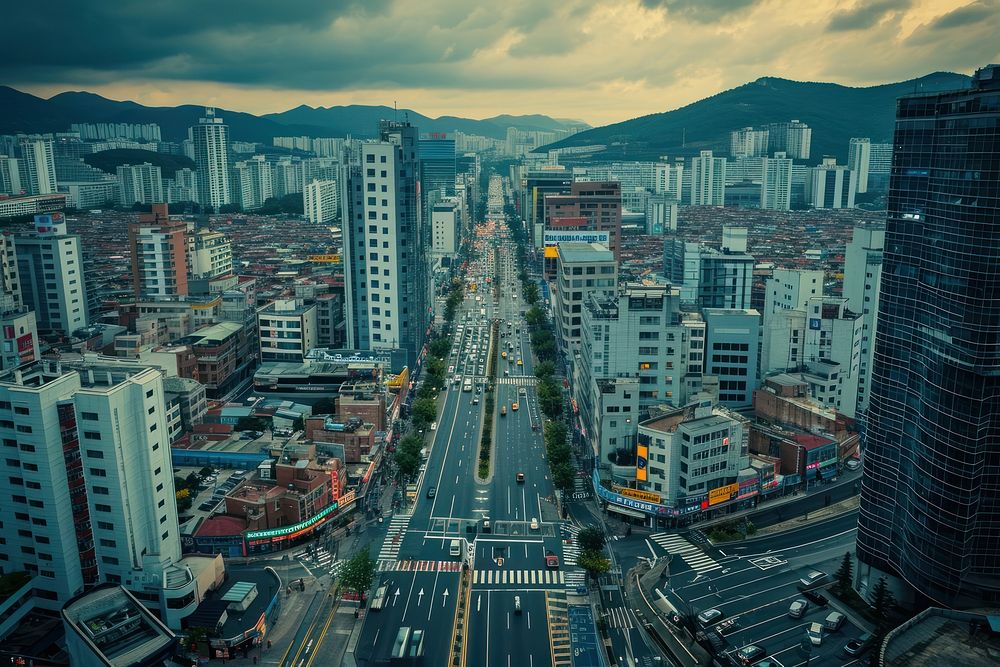 Korean downtown architecture cityscape outdoors.