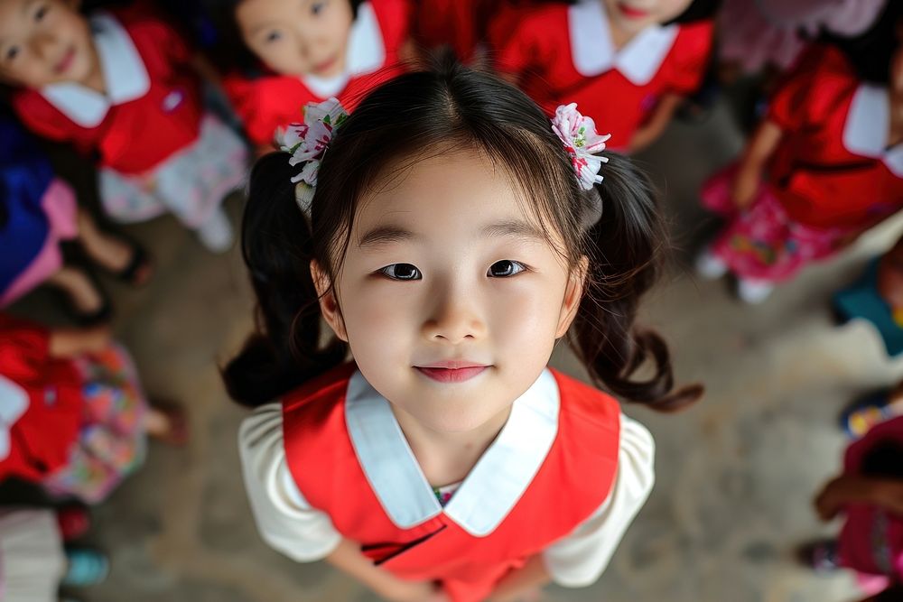 Korean student photo portrait child smile.