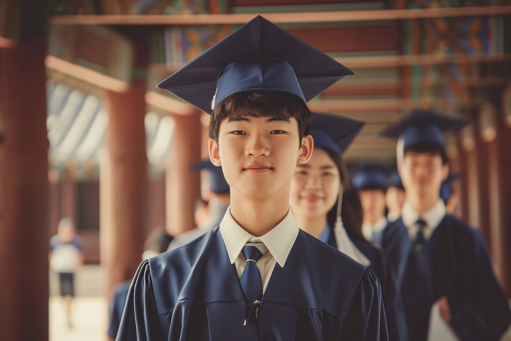 Korean students uniform photo graduation adult intelligence.