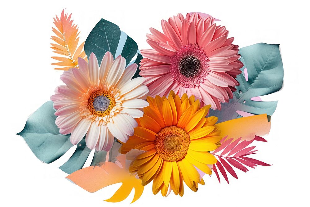 Dreamy Retro Collages of flower sunflower petal plant.