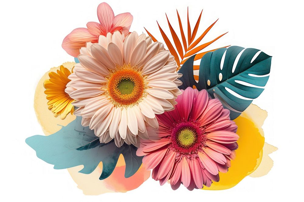 Dreamy Retro Collages of flower petal plant daisy.
