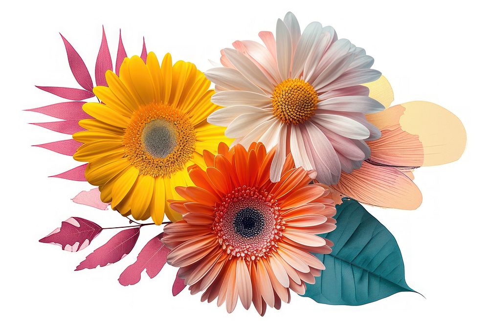 Dreamy Retro Collages of flower sunflower petal plant.