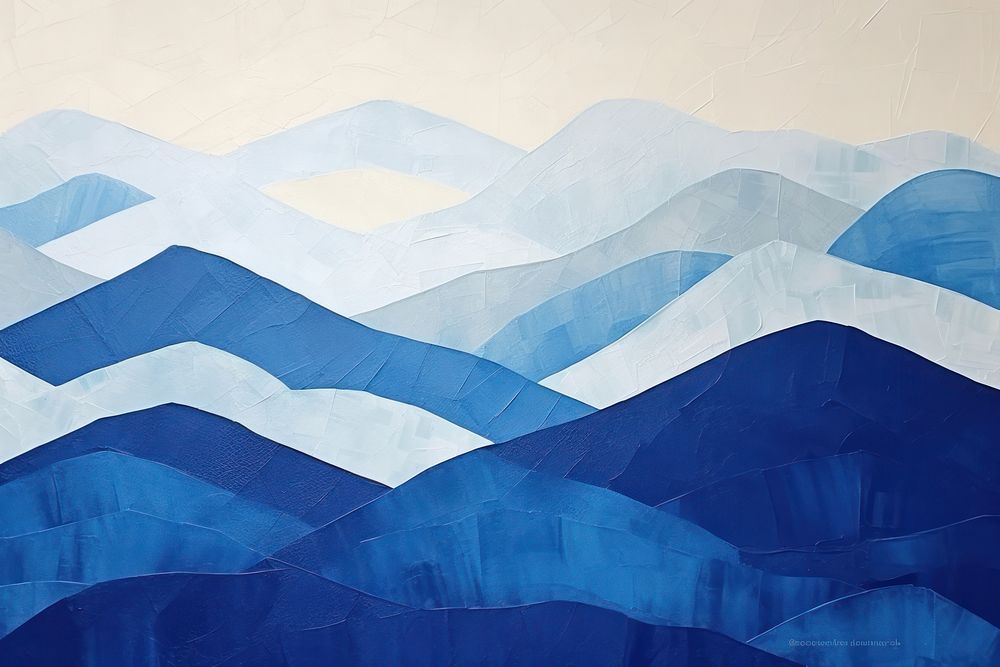 Fuji mountain abstract painting blue.