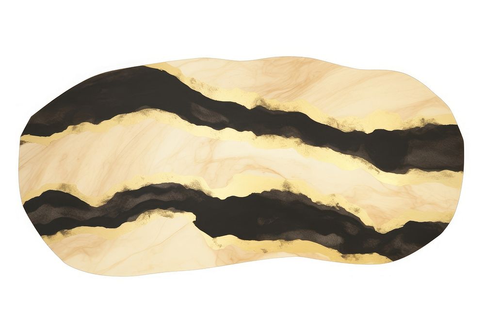 Black gold marble distort shape white background rectangle textured.