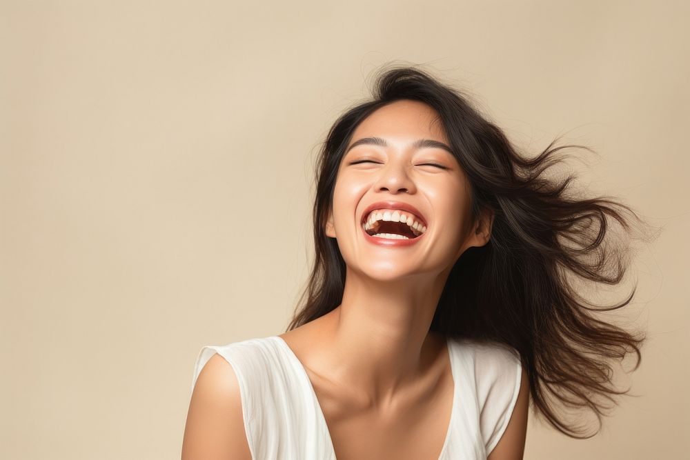Thai woman laughing smile adult.