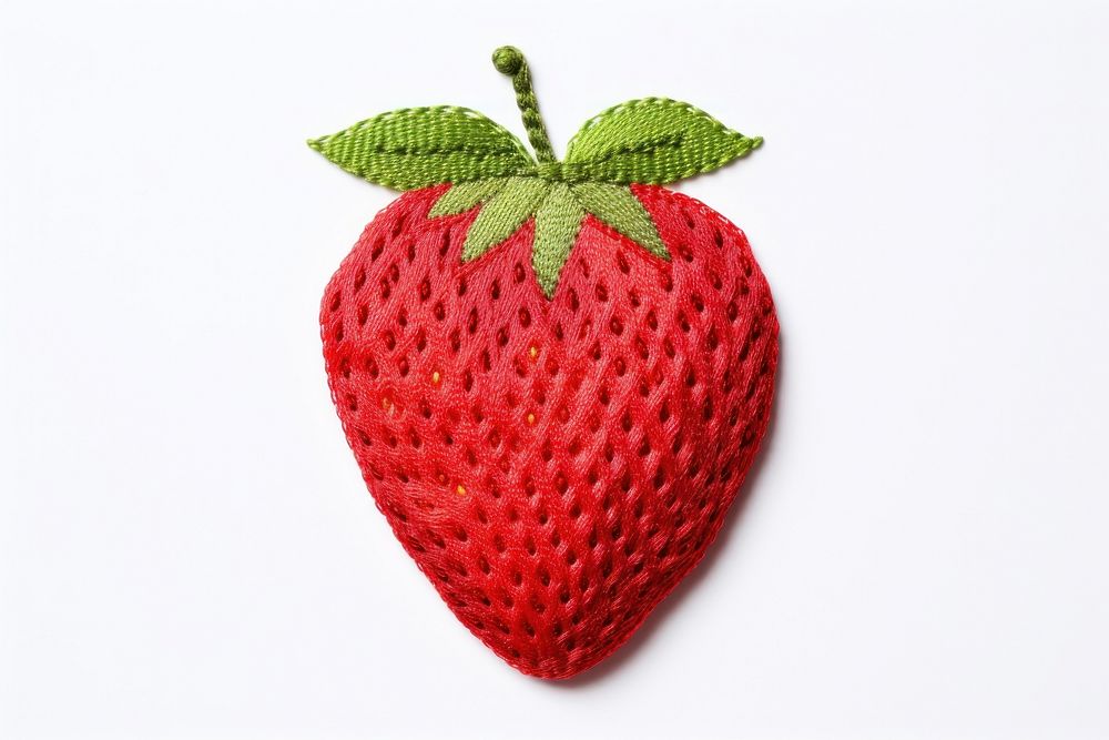 Strawberry in embroidery style fruit plant food.