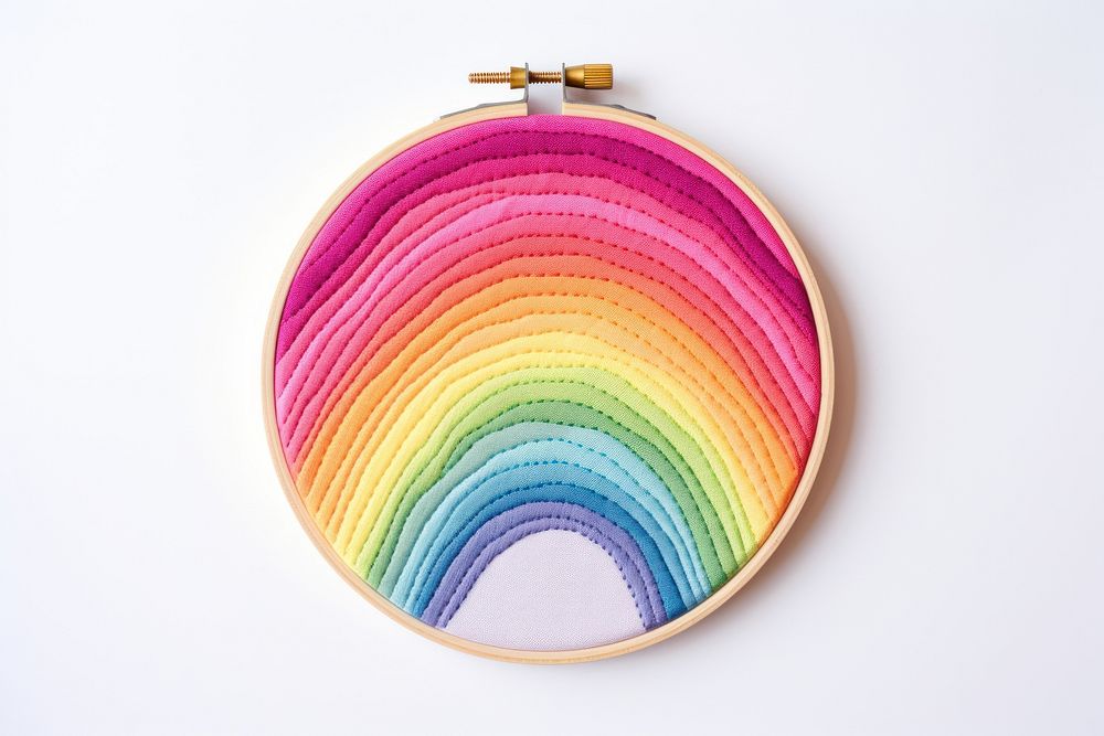 Rainbow in embroidery style pattern accessories creativity.