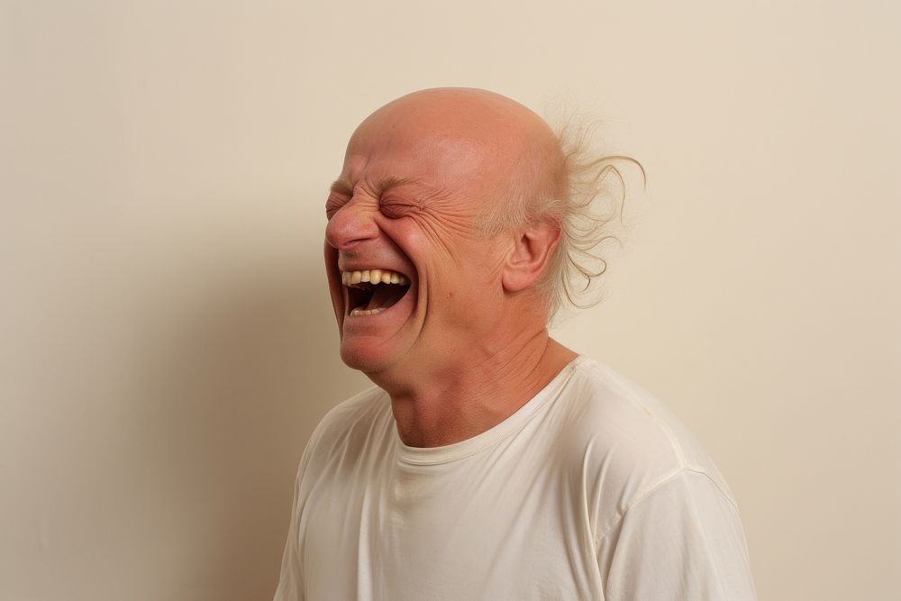Man laughing adult studio shot retirement.