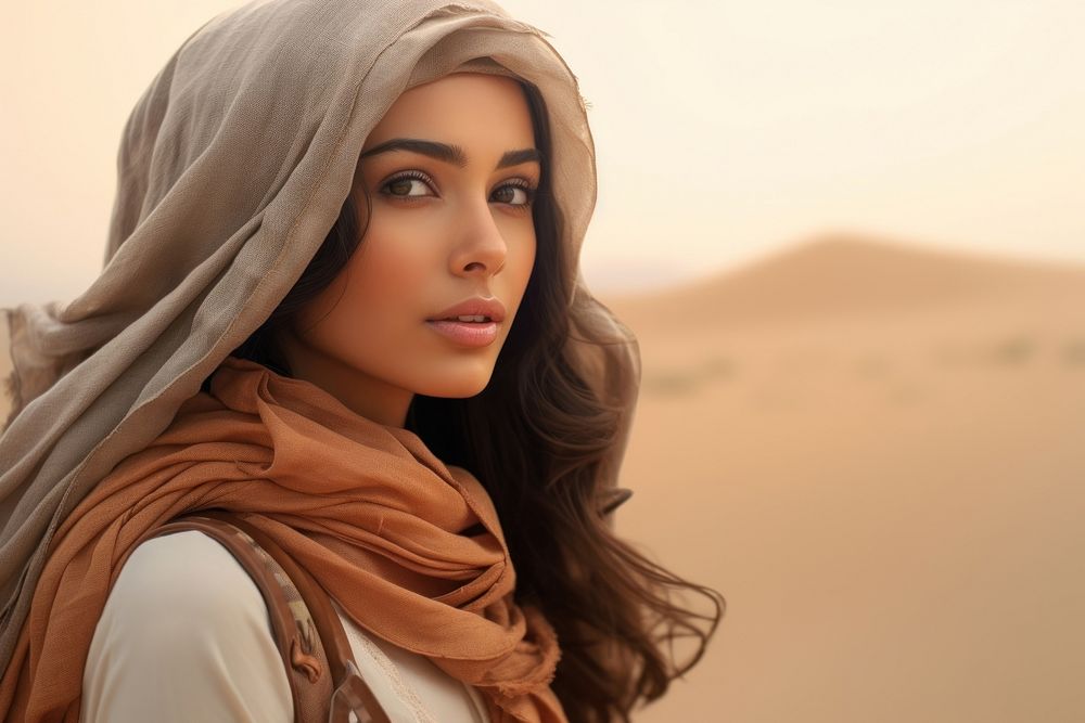 Middle East gorgeous woman portrait outdoors nature.