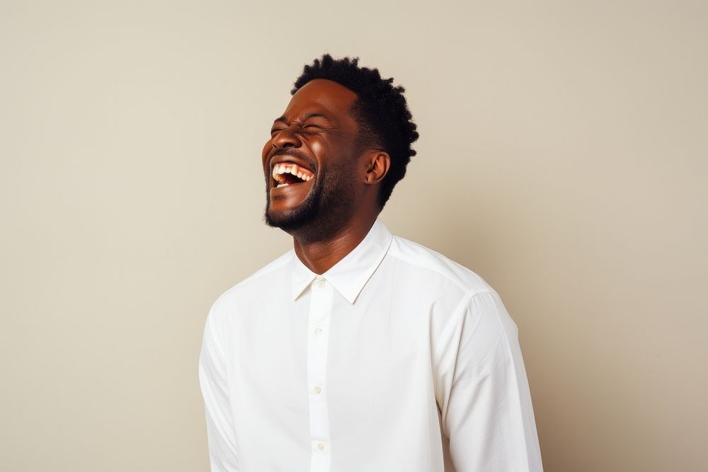 Black man laughing smile adult.