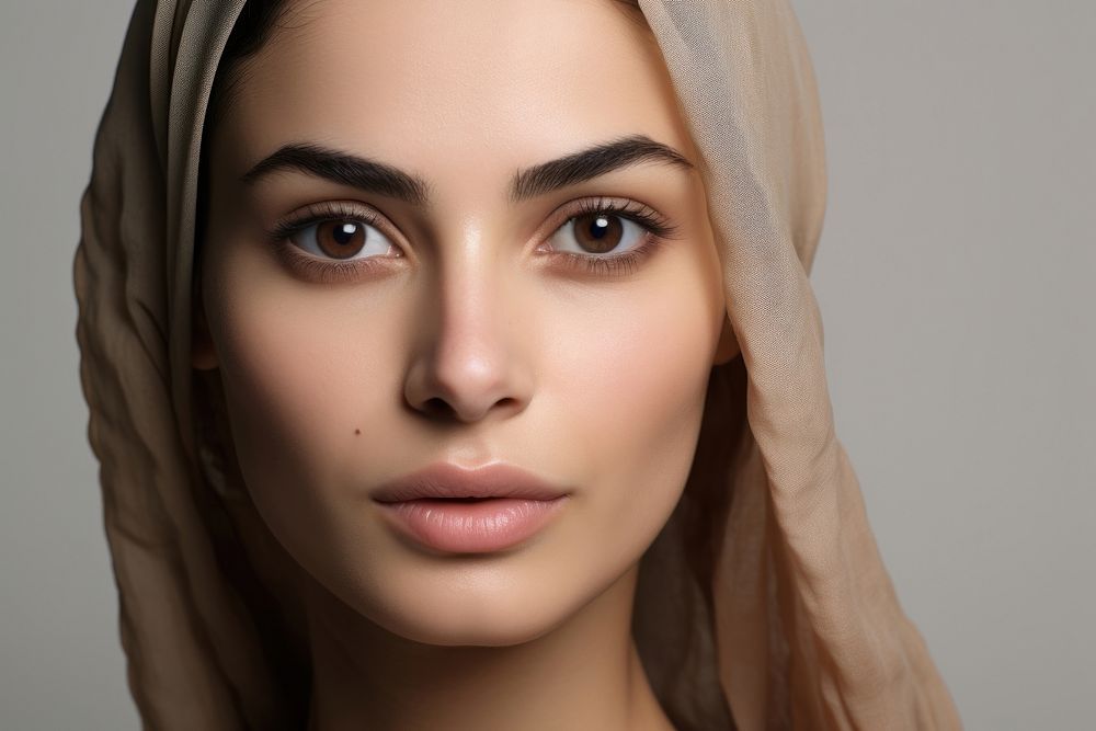 Close up Iranian woman with make up skin portrait adult.