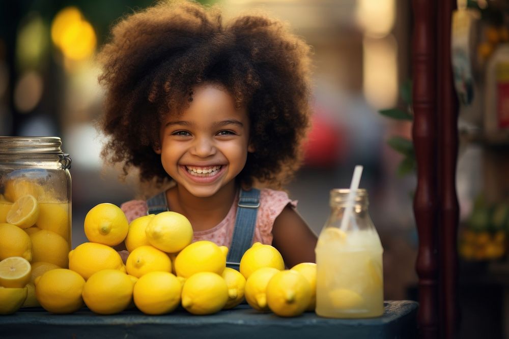 Little girl lemonade child smile.