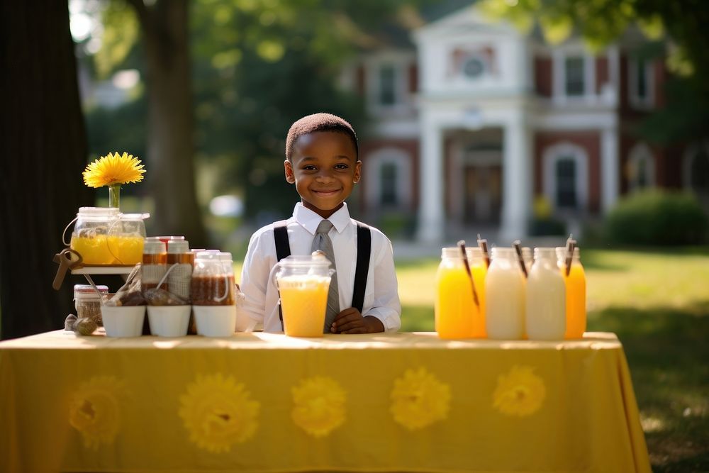 Lemonade African-American boy waiter child.