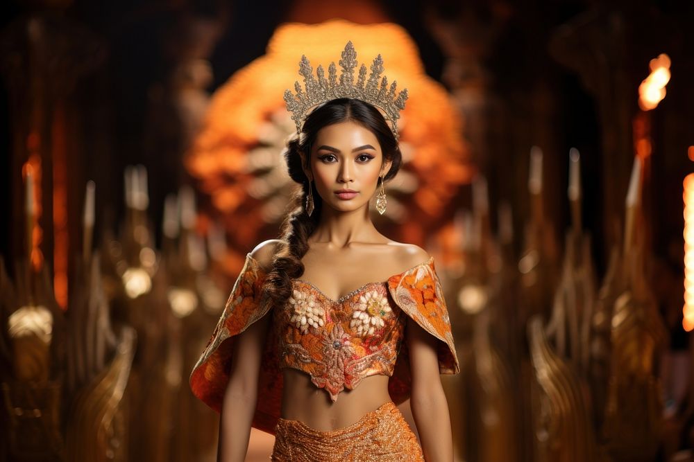 Thai female model tradition clothing fashion.