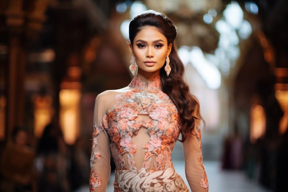 Thai female model fashion clothing wedding.