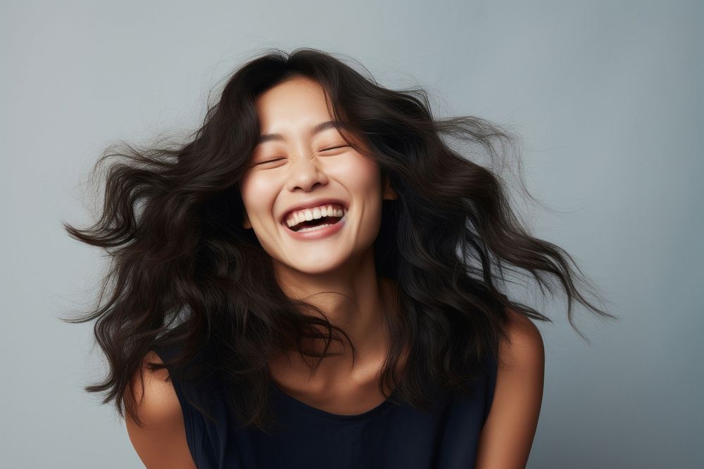 Asian woman laughing adult individuality.