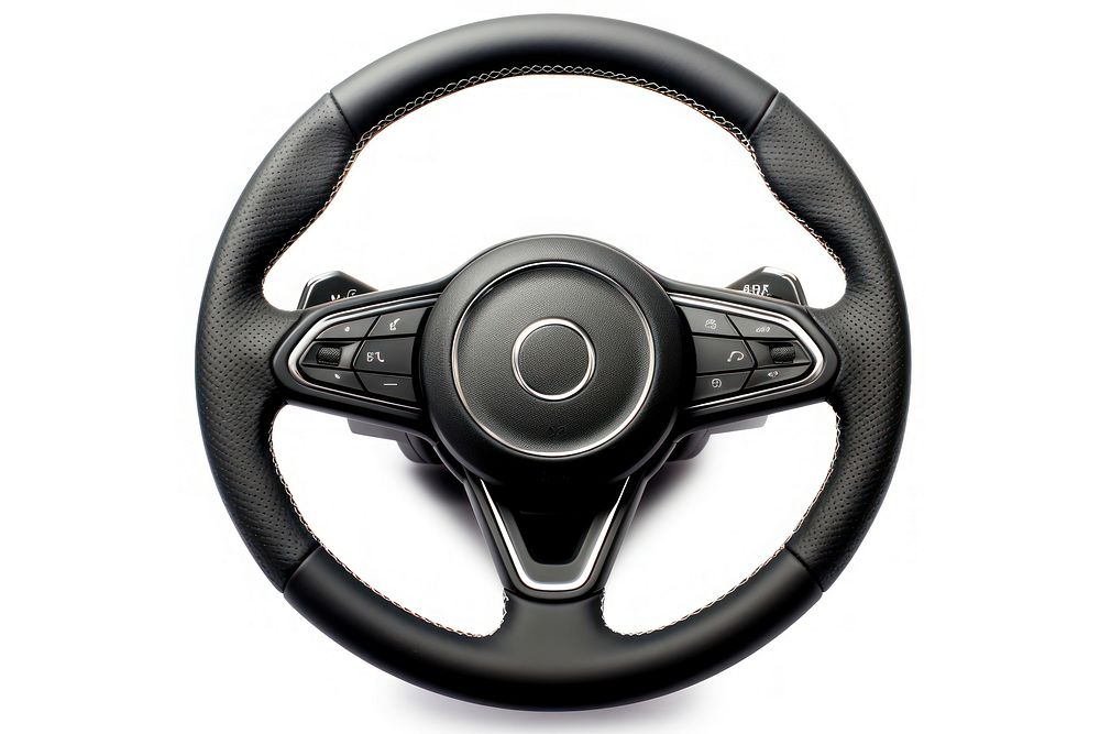Car steering wheel vehicle white background transportation.