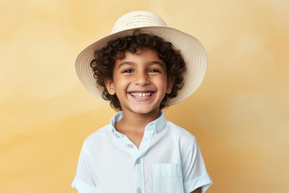 Middle eastern boy in summer outfit smiling smile happy.