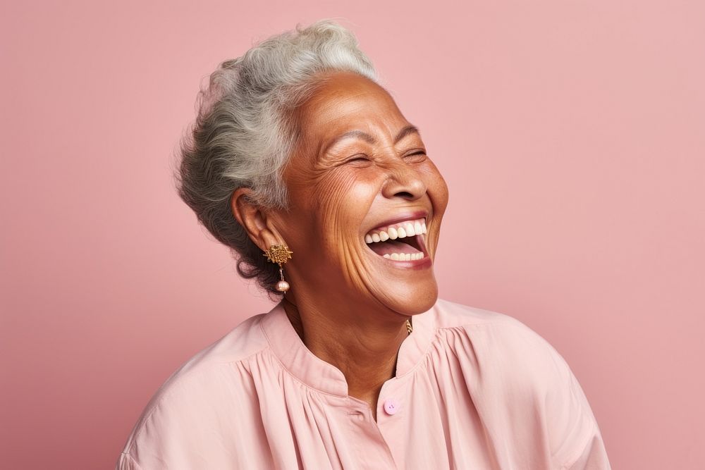 Mexican senior woman laughing smile adult.