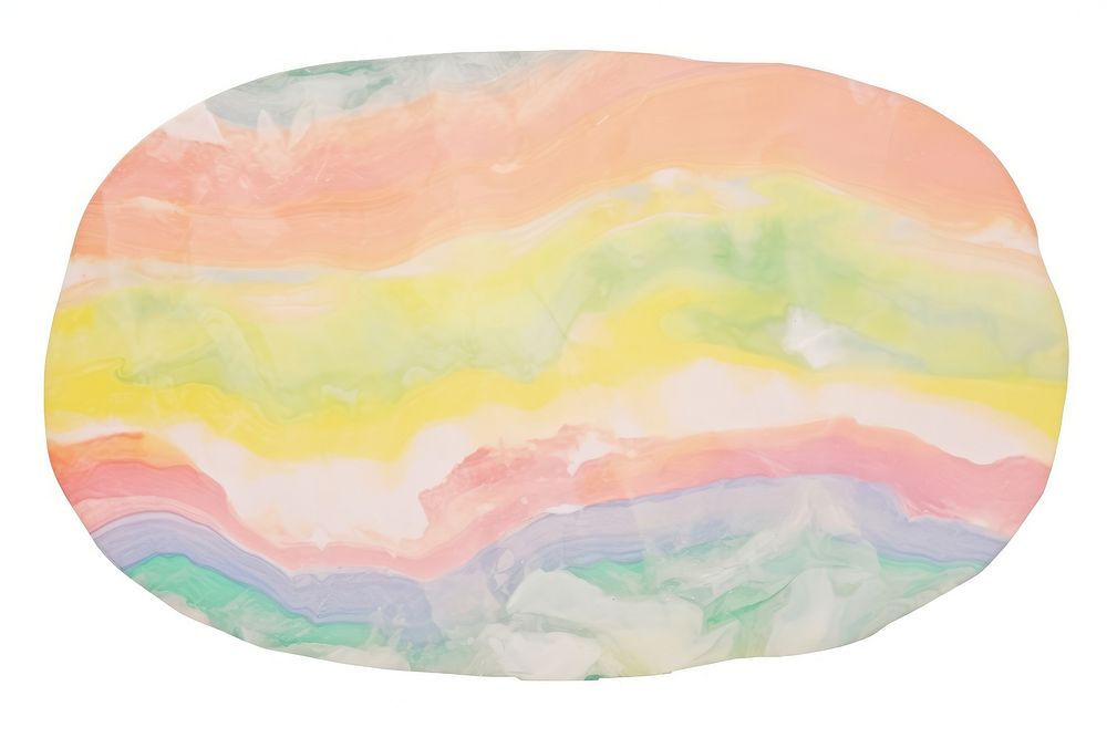 Rainbow marble distort shape abstract white background accessories.